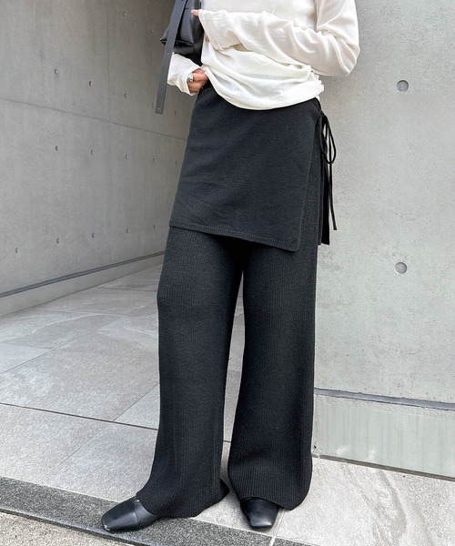 andme（アンドミー） パンツ レイヤードニットパンツ レディース