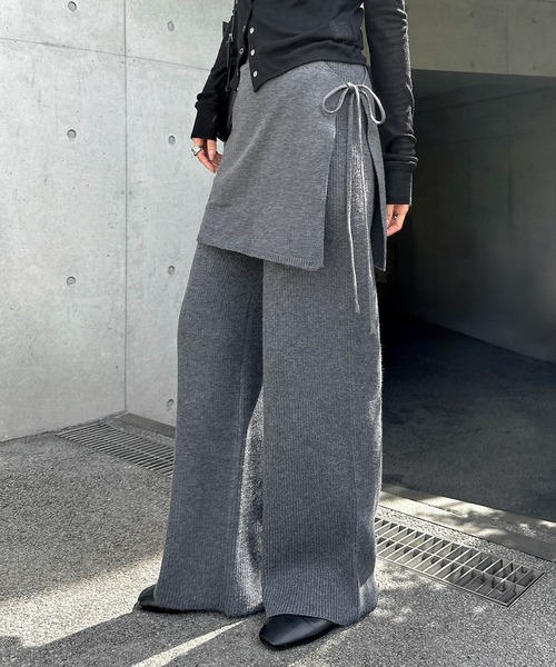 andme（アンドミー） パンツ レイヤードニットパンツ レディース