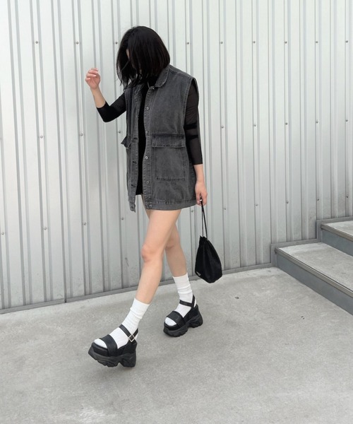 「R&E」 フラットサンダル M ブラック レディース_画像2