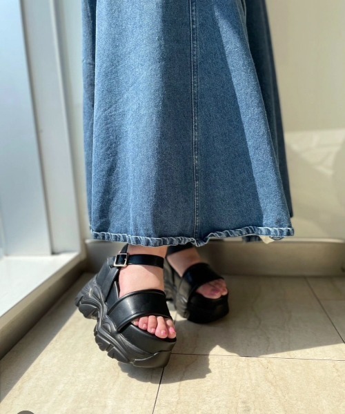 「R&E」 フラットサンダル M ブラック レディース_画像7