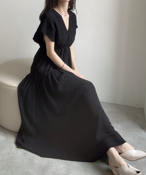 「Meiru」 ノースリーブワンピース MEDIUM ブラック レディース_画像4