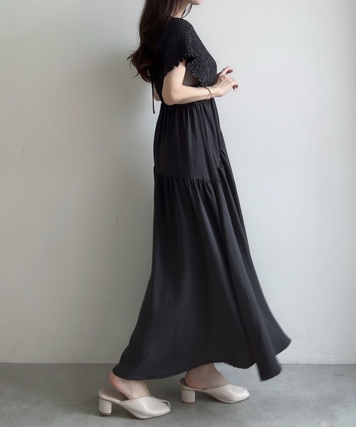 「Meiru」 ノースリーブワンピース MEDIUM ブラック レディース_画像6