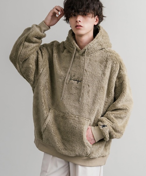 KANGOL（カンゴール） パーカー 別注コラボ ロゴ刺繍シャギーボア