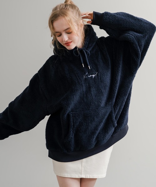 KANGOL（カンゴール） パーカー 別注コラボ ロゴ刺繍シャギーボア