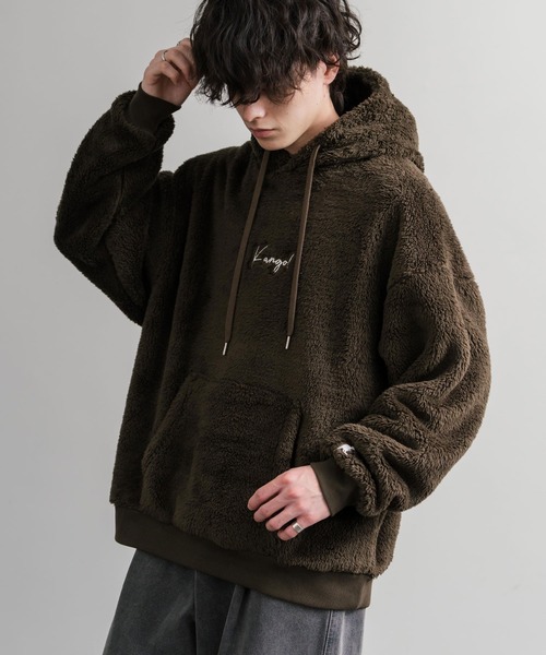 KANGOL（カンゴール） パーカー 別注コラボ ロゴ刺繍シャギーボア