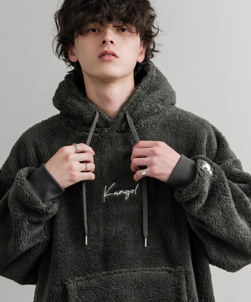 KANGOL（カンゴール） パーカー 別注コラボ ロゴ刺繍シャギーボア
