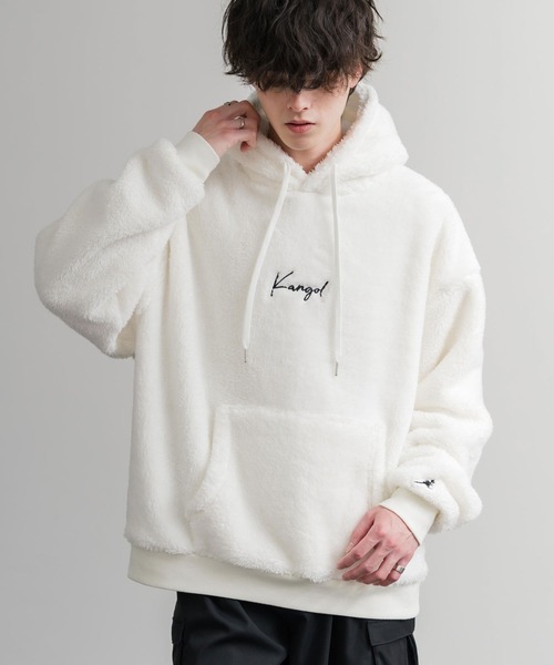 KANGOL（カンゴール） パーカー 別注コラボ ロゴ刺繍シャギーボア