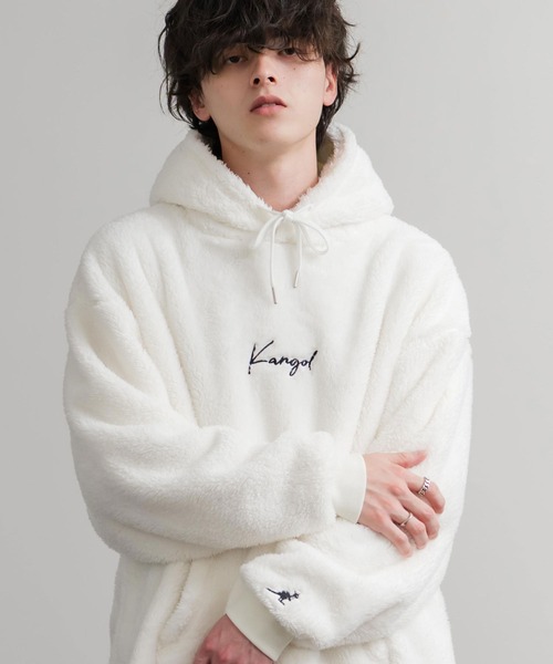 KANGOL（カンゴール） パーカー 別注コラボ ロゴ刺繍シャギーボア