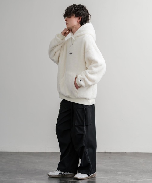 KANGOL（カンゴール） パーカー 別注コラボ ロゴ刺繍シャギーボア