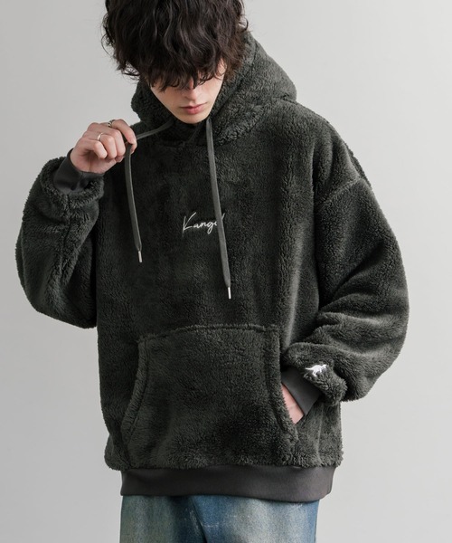 KANGOL（カンゴール） パーカー 別注コラボ ロゴ刺繍シャギーボア