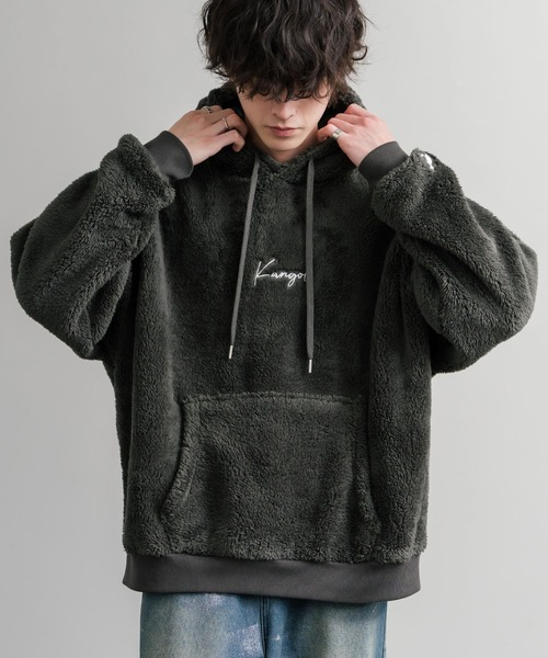 KANGOL（カンゴール） パーカー 別注コラボ ロゴ刺繍シャギーボア