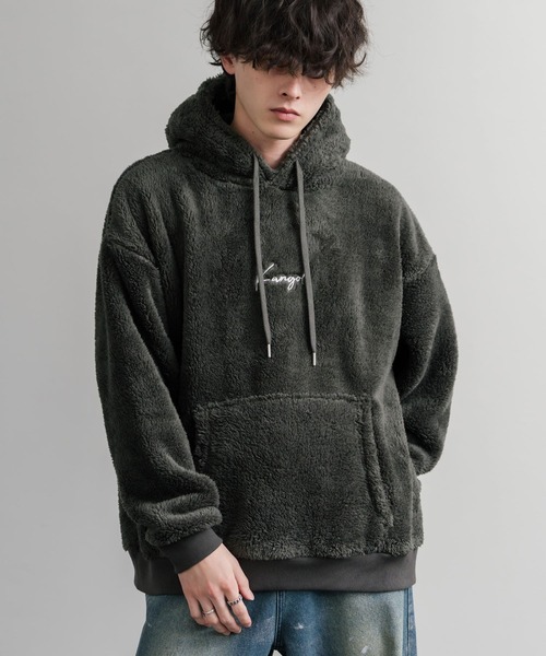 KANGOL（カンゴール） パーカー 別注コラボ ロゴ刺繍シャギーボア