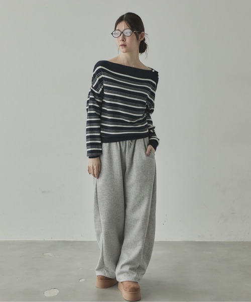 mulkytot様 ニット セーター ボートネックボーダーニット レディース : ZOZOTOWN