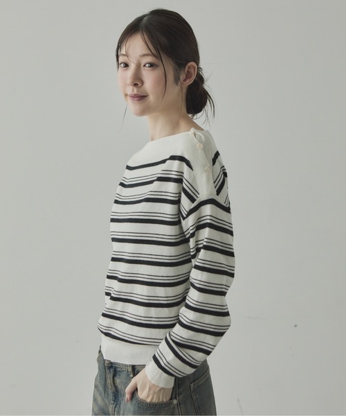 mulkytot様 ニット セーター ボートネックボーダーニット レディース : ZOZOTOWN