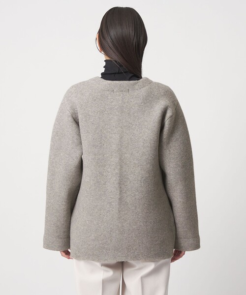 A DAY IN THE LIFE ノーカラーコート コート ダブルフェイス ニット