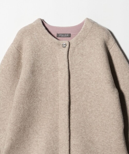 A DAY IN THE LIFE ノーカラーコート コート ダブルフェイス ニット