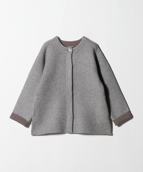 UNTITLED 羊の毛79%グレー ショート コート サイズ2美品 UNTITLED（アンタイトル）の「◇スタンドカラーショートコート（その他