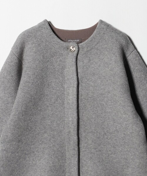 A DAY IN THE LIFE ノーカラーコート コート ダブルフェイス ニット