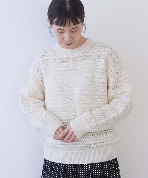 yuni ニット セーター WxC 透かし編みプルオーバー レディース