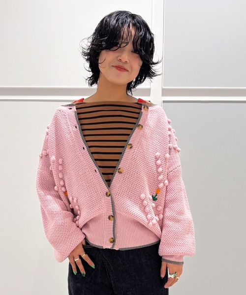 MARKEY'S（マーキーズ） カーディガン ポンポンフラワーニット