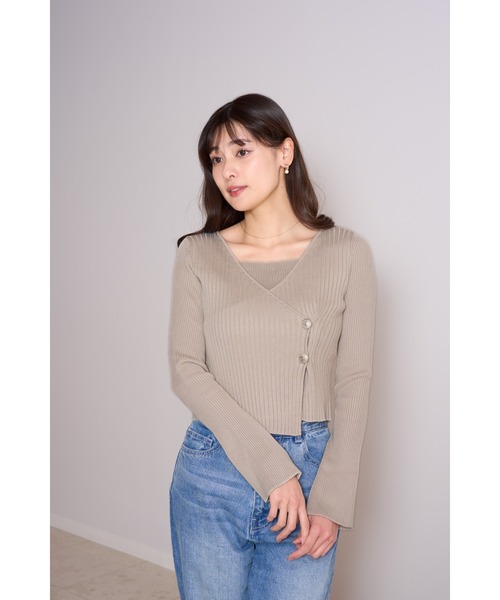 「Her lip to」 長袖ニット M ベージュ レディース_画像3