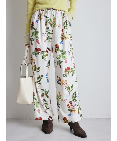 Mila Owen（ミラオーウェン） パンツ ボタニカル柄ウエストゴム