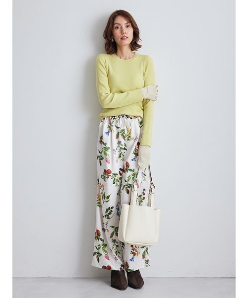 Mila Owen（ミラオーウェン） パンツ ボタニカル柄ウエストゴム