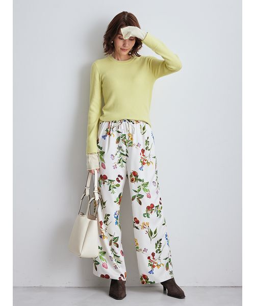 Mila Owen（ミラオーウェン） パンツ ボタニカル柄ウエストゴム