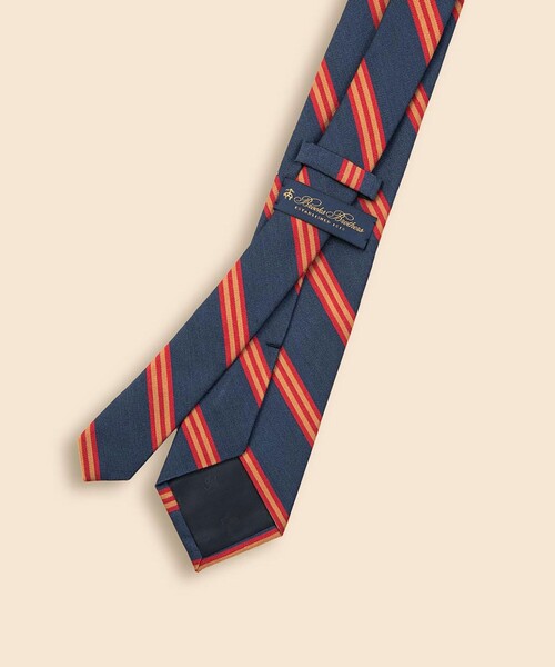 美品　ブルックスブラザーズ　ネクタイ　ブラウン×ブルー　シルクコットン　日本製 BROOKS BROTHERS（ブルックスブラザーズ） ネクタイ タッサーシルク