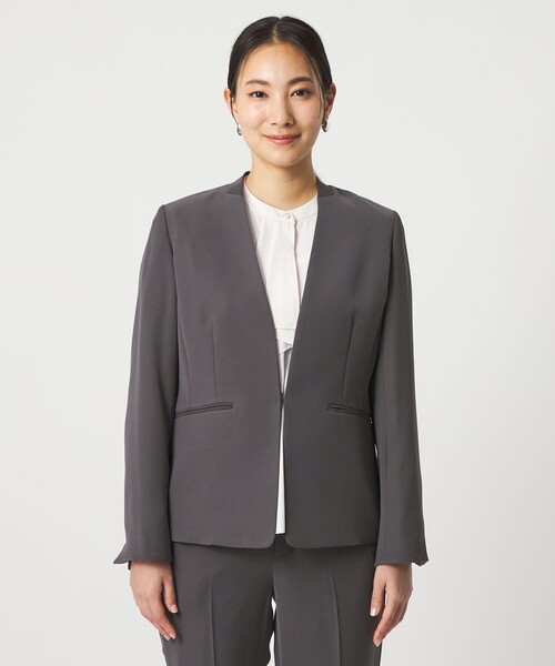 09 A.P.C. クロップド ジャケット 紺〜黒　光沢感 ダブルポケット S ANY SIS 【洗える】セレモニーダブルクロス クルーカラー ジャケット
