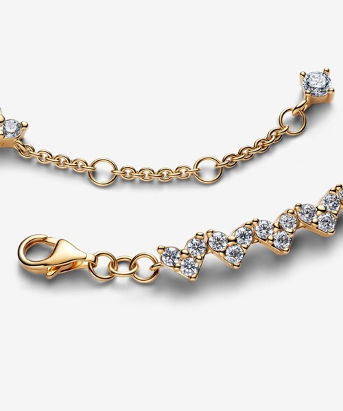 PANDORA（パンドラ） ブレスレット トリプル ストーン ハート ゴールド