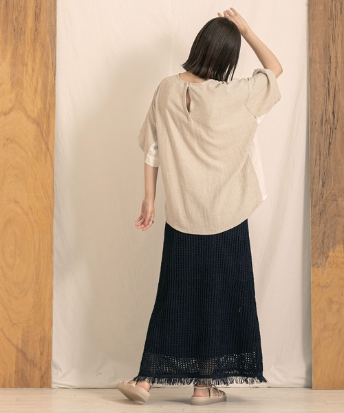 「Gready Brilliant」 「blanc basque」半袖ブラウス 38 アイボリー レディース_画像6