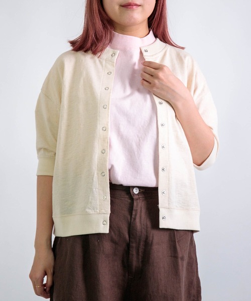 ★*様 SATUR 半袖 カーディガン クリーム XS TIEASY（ティージー） カーディガン 夏 半袖 HDCS SNAP S/S CARDIGAN