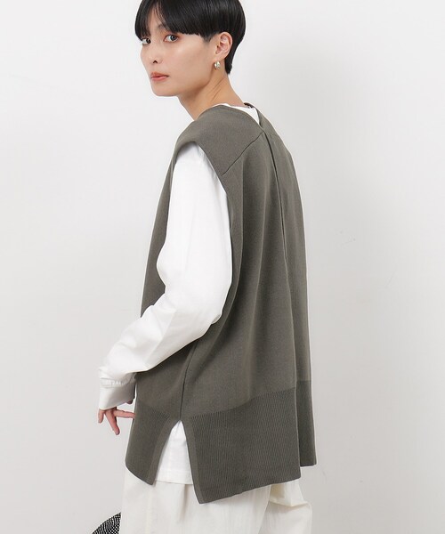 「OPAQUE.CLIP」 ニットベスト 40 ネイビー レディース_画像3