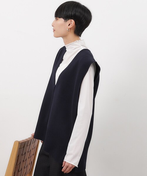 「OPAQUE.CLIP」 ニットベスト 40 ネイビー レディース_画像7