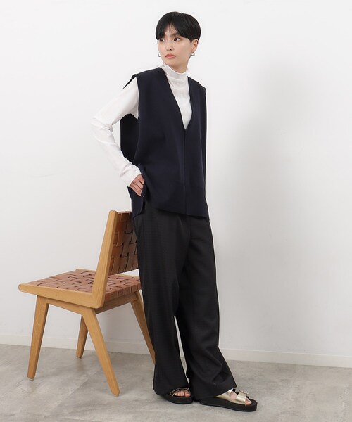 「OPAQUE.CLIP」 ニットベスト 40 ネイビー レディース_画像9