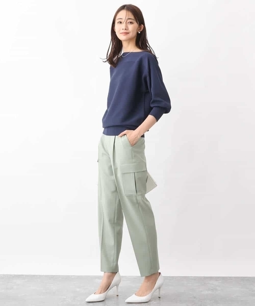 「MK MICHEL KLEIN」 7分袖ニット 38 ブルー レディース_画像2