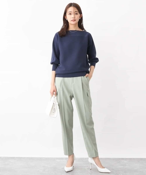 「MK MICHEL KLEIN」 7分袖ニット 38 ブルー レディース_画像6