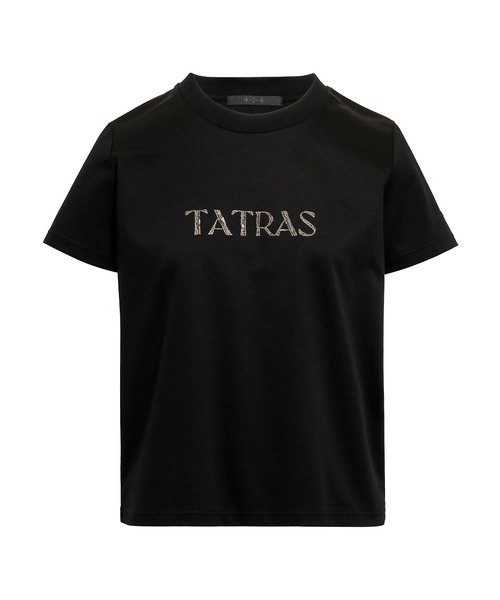 23年製　美品　タトラス　半袖　tシャツ ロゴ入り　03 L相当　ブラック　綿 TATRAS（タトラス） tシャツ 半袖 CRISIA クリーシア レディース