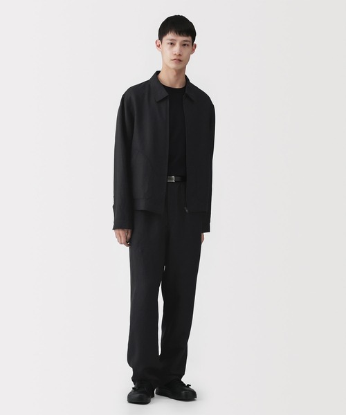 MUJI Labo リネンリヨセル ジップアップワークシャツ 黒 Mサイズ 紳士 リネンリヨセル ジップアップワークシャツ | 無印良品
