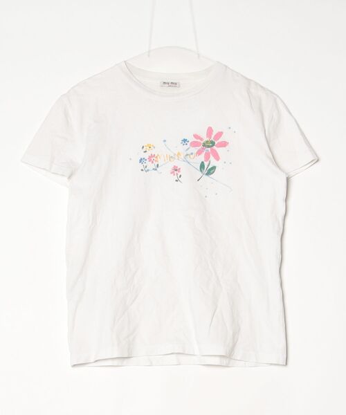 【未使用】miumiu ミュウミュウ 半袖 Tシャツ ホワイト S レディース miu miu（ミュウミュウ） 半袖Tシャツ S ホワイト レディース