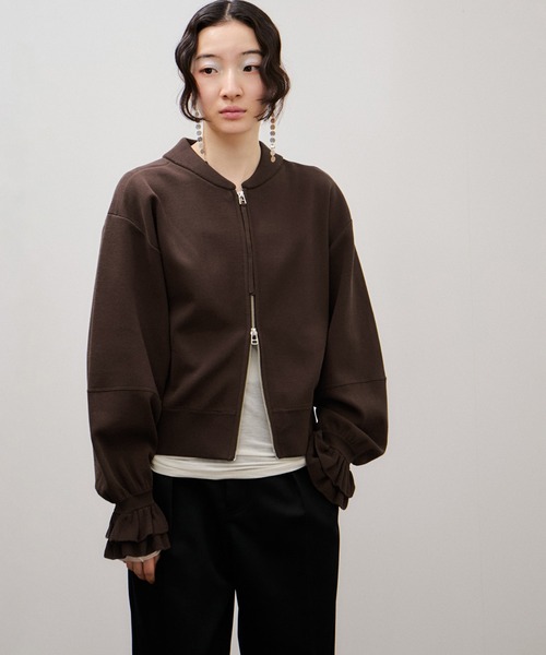 ★新品★ADAM ET ROPE' FEMME アダムエロペ　カーディガン ADAM ET ROPE'（アダムエロペ） カーディガン ダブルニットジップ