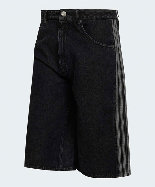 【4/22までTIME SALE】adidas ブラック デニム　ハーフパンツ adidas（アディダス） ジーンズ サイドラインデニムハーフパンツ