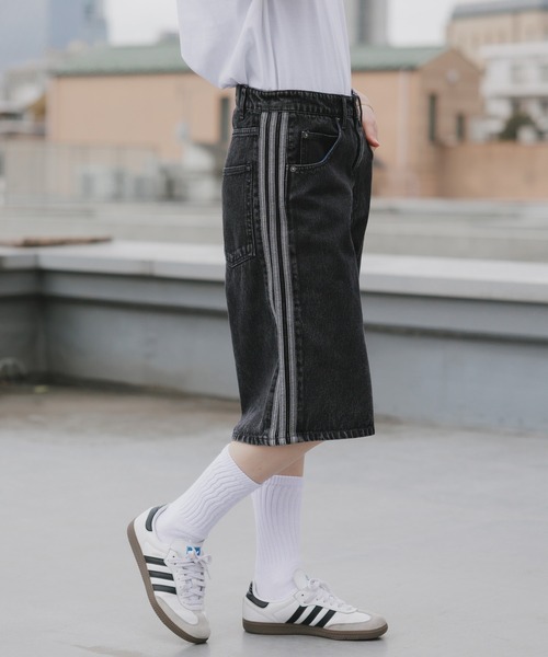 ジーンズ adidas/アディダス サイドラインデニムハーフパンツ ジーパン ジーンズ ショートパンツ ショーツ 2026年春夏 メンズ レディース