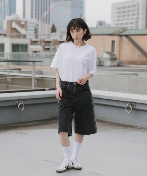 adidas（アディダス） ジーンズ サイドラインデニムハーフパンツ