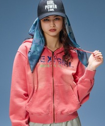 X-girl（エックスガール） パーカー FADED LOGO PRINT ZIP UP SWEAT