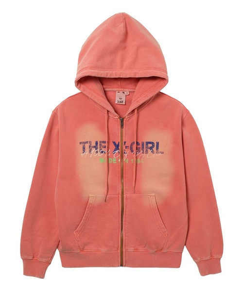 X-girl（エックスガール） パーカー FADED LOGO PRINT ZIP UP SWEAT