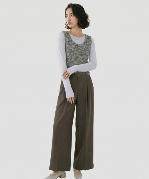 ワイドパンツ パンツ お手入れラクラクセットアップ/ワイドパンツ/632905 レディースの画像