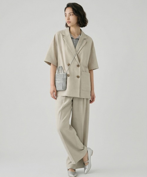 ワイドパンツ パンツ お手入れラクラクセットアップ/ワイドパンツ/632905 レディースの画像