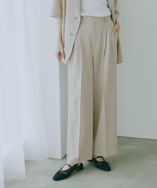 ワイドパンツ パンツ お手入れラクラクセットアップ/ワイドパンツ/632905 レディースの画像